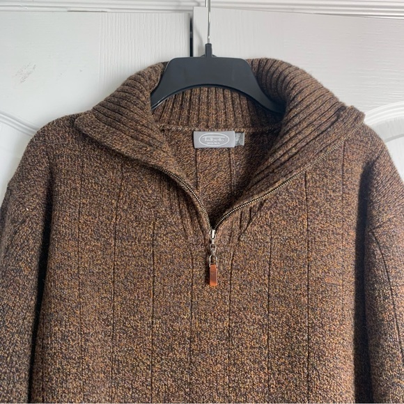 Men’s Talbots Merino Wool Blend Brown Zip Sweater - Picture 2 of 10